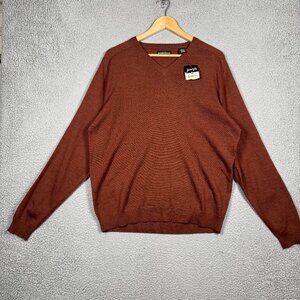 Joseph Lyman Sweater Mens Large Marled Rust Crewneck Merino Wool Ribbed Raglan